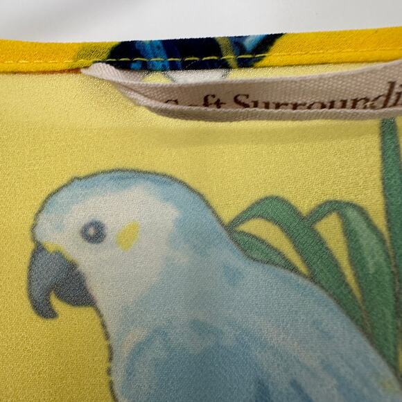 Soft Surroundings Kimono Womens ONE SIZE Swim Coverup Yellow Tropical Parrot - Picture 3 of 7